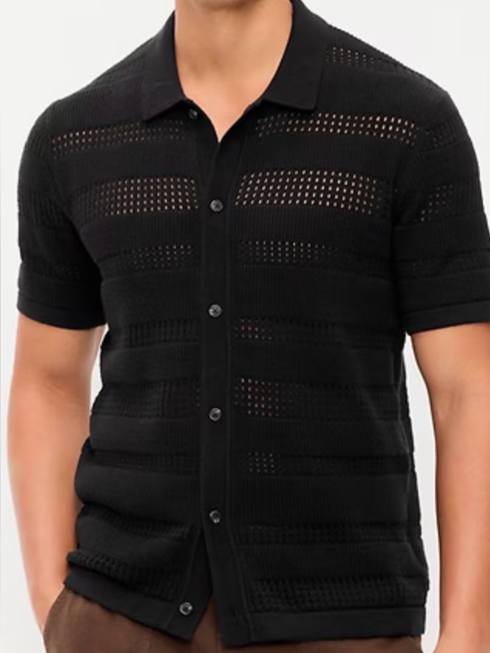 NWT - Old Navy Men's Black Short-Sleeve Button-Down Knit Shirt - 4XL Tall